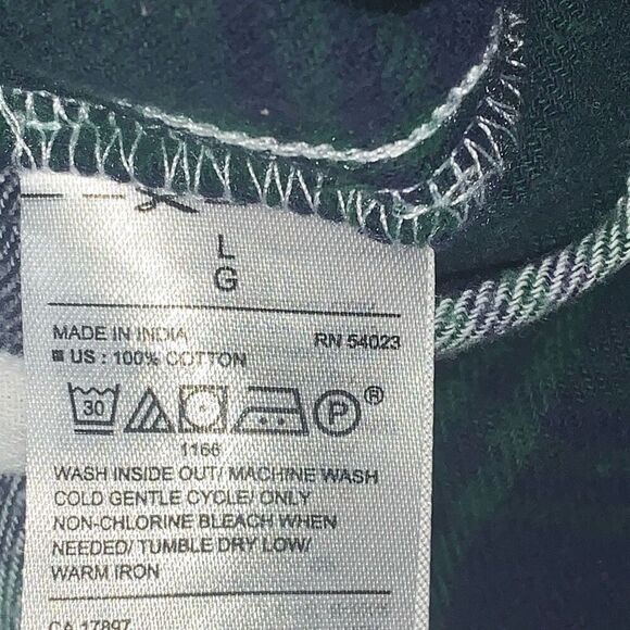 Old Navy Mens Size Large Drawstring Waist Pajama Lounge Pants Green White Plaid - Picture 3 of 6